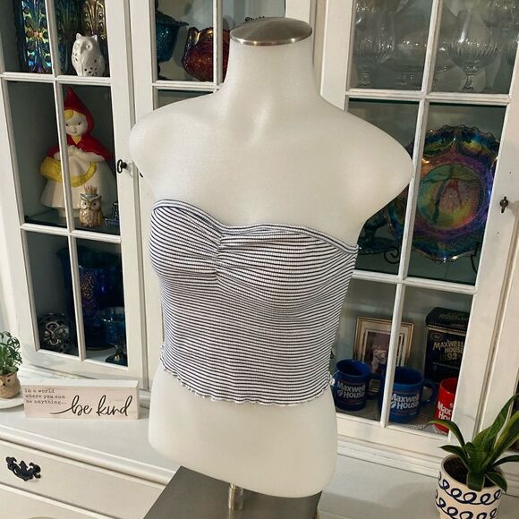 PacSun Tube Top | M | Blue & White Stripes - Picture 4 of 9